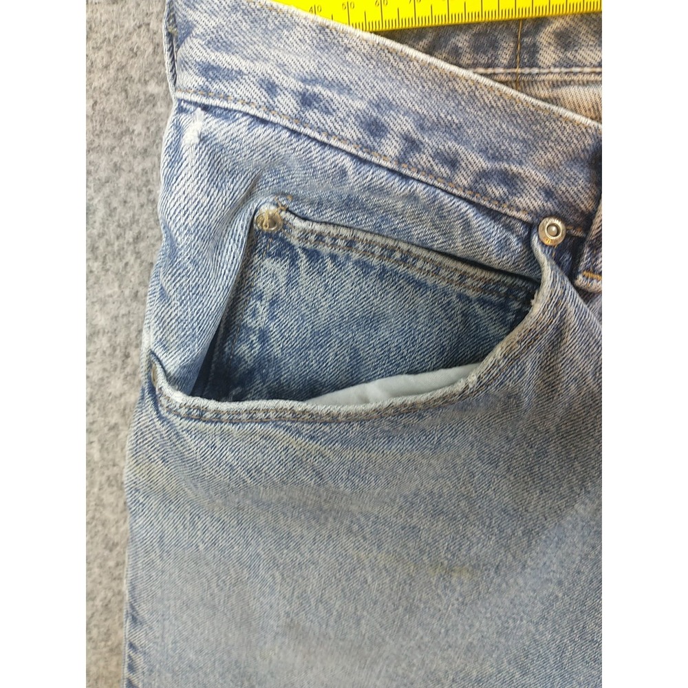 Wrangler 97601VR Mens Light Wash Straight Leg Denim Jeans 36x29 Distressed Blue - Picture 14 of 16